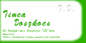 timea doszkocs business card